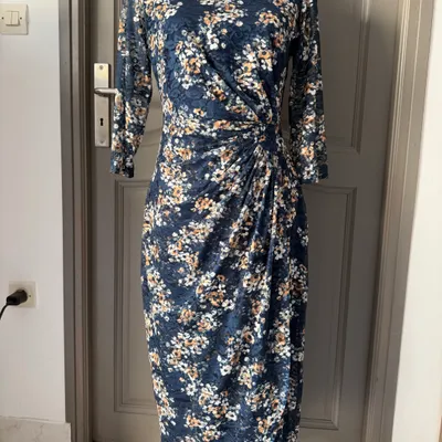 Robe longue printemps été taille 38 marine beige crème 